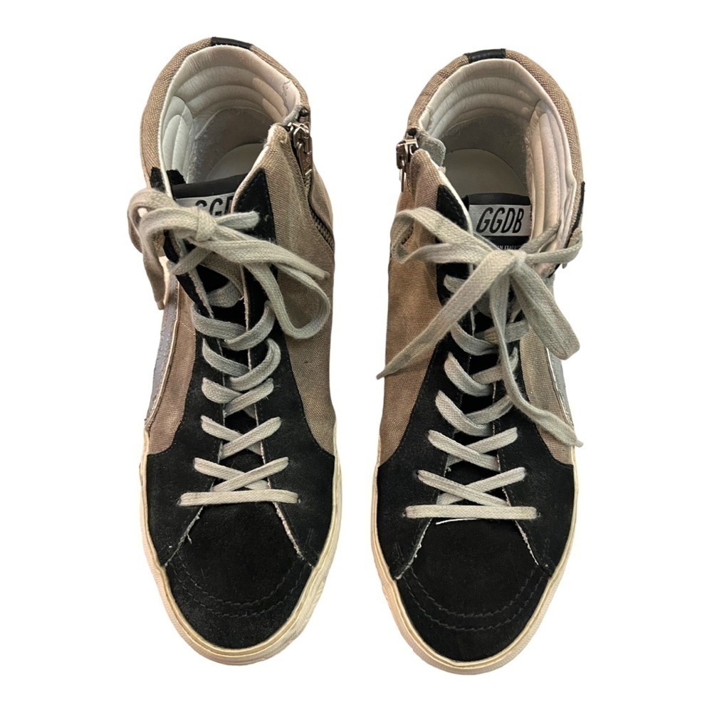 Golden Goose Slide High Top Sneakers IT 40 US 7 Designer Canvas Suede Zip - Picture 8 of 15